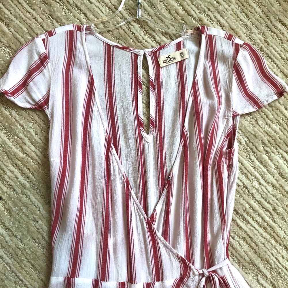 red and white striped wrap romper